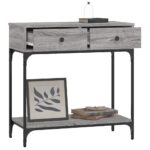 vidaXL Konzolový stolík sivý sonoma 75 x 34,5 x 75 cm kompozitné drevo – Obrázok 4