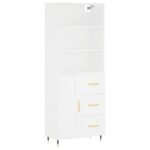 vidaXL Vysoká skrinka biela 69,5x34x180 cm spracované drevo – Obrázok 2