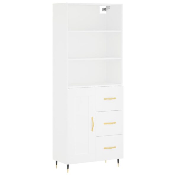vidaXL Vysoká skrinka biela 69,5x34x180 cm spracované drevo – Obrázok 2