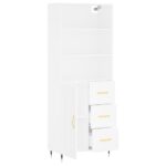 vidaXL Vysoká skrinka biela 69,5x34x180 cm spracované drevo – Obrázok 4