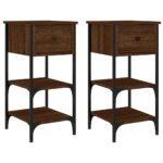vidaXL Nočné stolíky 2 ks hnedý dub 34x36x70 cm kompozitné drevo – Obrázok 2