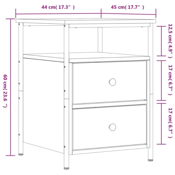vidaXL Nočné stolíky 2 ks, sivá sonoma 44x45x60 cm, kompozitné drevo – Obrázok 12