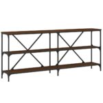 vidaXL Konzolový stolík hnedý dub 180x30x75 cm kompozitné drevo železo – Obrázok 2