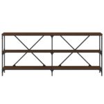vidaXL Konzolový stolík hnedý dub 180x30x75 cm kompozitné drevo železo – Obrázok 4