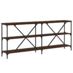 vidaXL Konzolový stolík hnedý dub 180x30x75 cm kompozitné drevo železo – Obrázok 6