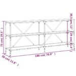 vidaXL Konzolový stolík hnedý dub 180x30x75 cm kompozitné drevo železo – Obrázok 9