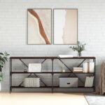 vidaXL Konzolový stolík hnedý dub 180x30x75 cm kompozitné drevo železo