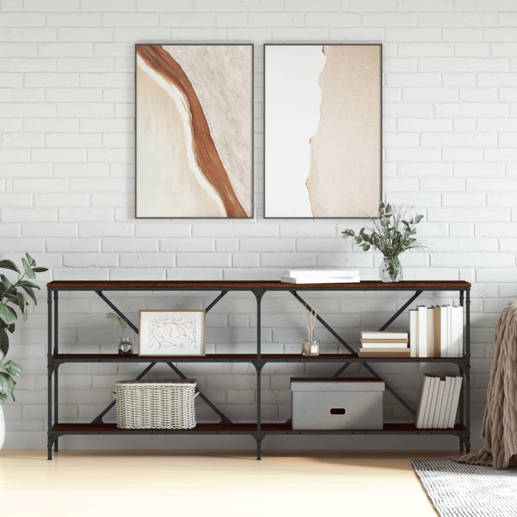 VXL8720845941567_m_en_hd_1.jpg vidaXL Konzolový stolík hnedý dub 180x30x75 cm kompozitné drevo železo – Obrázok 1