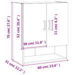 vidaXL Nástenná skrinka sivá sonoma 60x31x70 cm kompozitné drevo – Obrázok 12