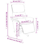 vidaXL Sklápacie kreslo s podnožkou krémové látkové – Obrázok 9