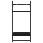 vidaXL 2-poschodové nástenné police s tyčami 2 ks čierne 30x25x65 cm – Obrázok 5