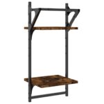 vidaXL 2-poschod. nástenné police s tyčami 2 ks dymový dub 30x25x65 cm – Obrázok 7