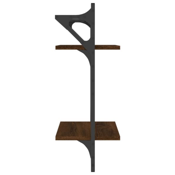 vidaXL 2-poschodové nástenné police s tyčami 2 ks hnedý dub 30x25x65cm – Obrázok 6
