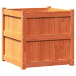 vidaXL Záhradný kvetináč voskový hnedý 60x60x60 cm masívna borovica – Obrázok 2