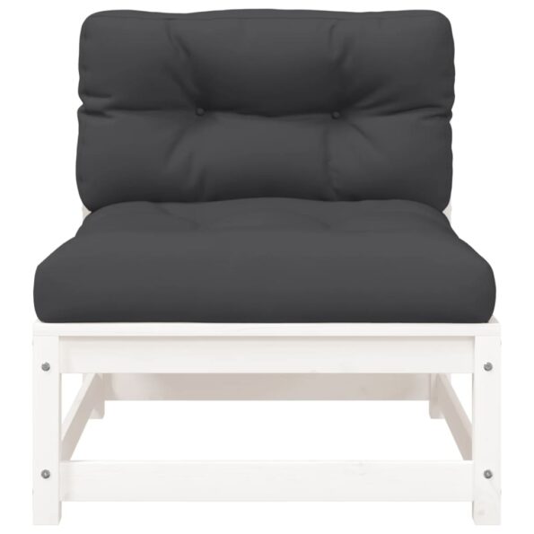 vidaXL Záhr. pohovky bez podrúčok s vankúšmi 2 ks biele masív.borovica – Obrázok 6