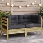 vidaXL Rohová pohovka s podložkami impregnovaná borovica