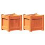 vidaXL Záhradné kvetináče 2 ks voskové hnedé masívna borovica – Obrázok 2