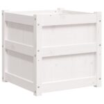 vidaXL Záhradný kvetináč biely 50x50x50 cm masívna borovica – Obrázok 7