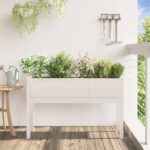 vidaXL Záhradný kvetináč s nohami biely 110x31x70 cm masívna borovica – Obrázok 3