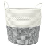 vidaXL Úložný kôš sivobiely Ø43x38 cm bavlna – Obrázok 2