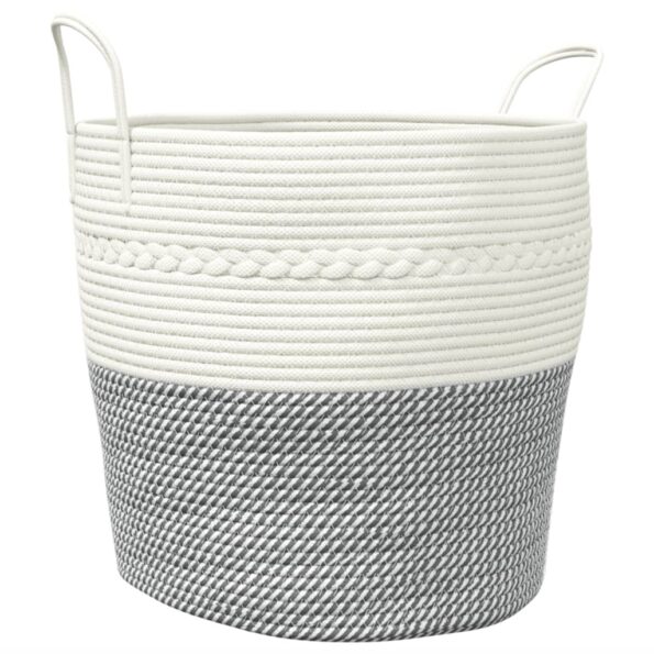 VXL8721012087026_a_en_hd_1.jpg vidaXL Úložný kôš sivobiely Ø43x38 cm bavlna – Obrázok 2