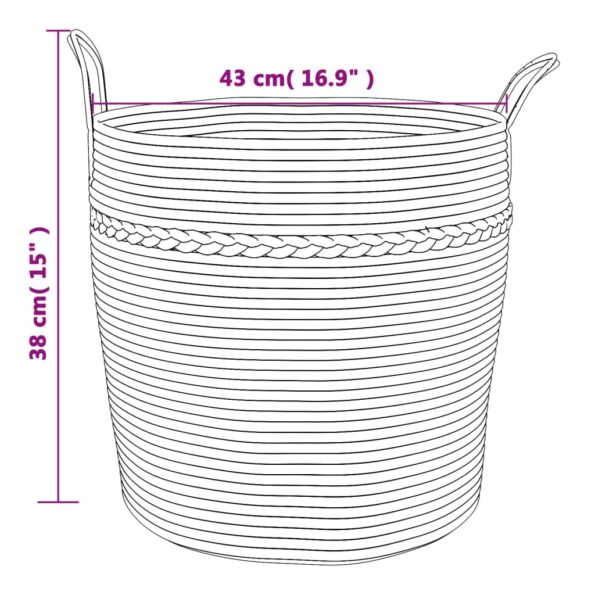 VXL8721012087026_g_en_hd_7.jpg vidaXL Úložný kôš sivobiely Ø43x38 cm bavlna – Obrázok 9
