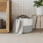 vidaXL Úložný kôš sivobiely Ø51x33 cm bavlna – Obrázok 3