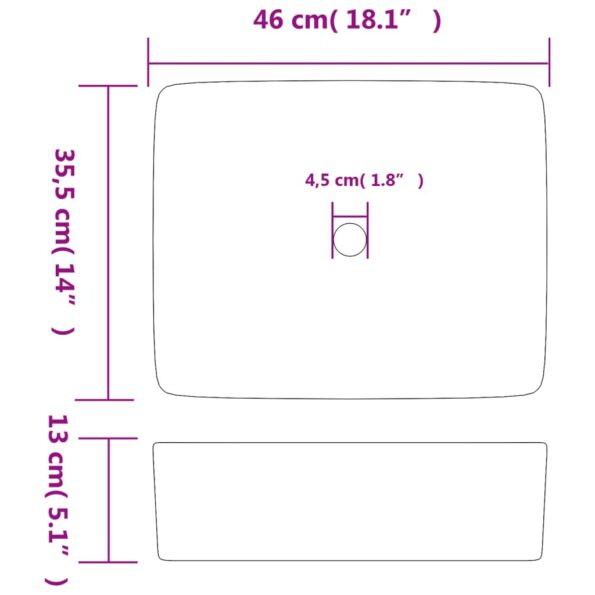 vidaXL Umývadlo na dosku viacfarebné obdĺžnik 46x35,5x13 cm keramické – Obrázok 8