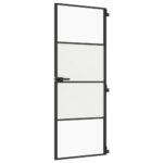 vidaXL Vnútorné dvere tenké čierne 76x201,5 cm tvrdené sklo a hliník – Obrázok 2