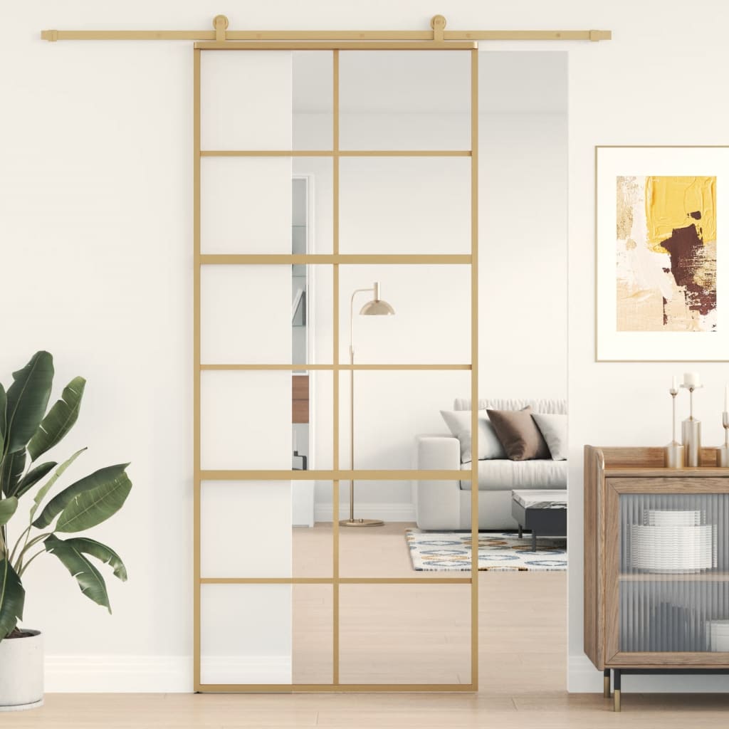 VXL8721012120037_m_en_hd_1.jpg vidaXL Posuvné dvere zlaté 90x205 cm číre ESG sklo a hliník – Obrázok 1
