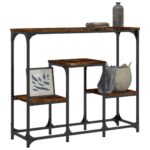 vidaXL Konzolový stolík dymový dub 89,5x28x76 cm kompozitné drevo – Obrázok 3
