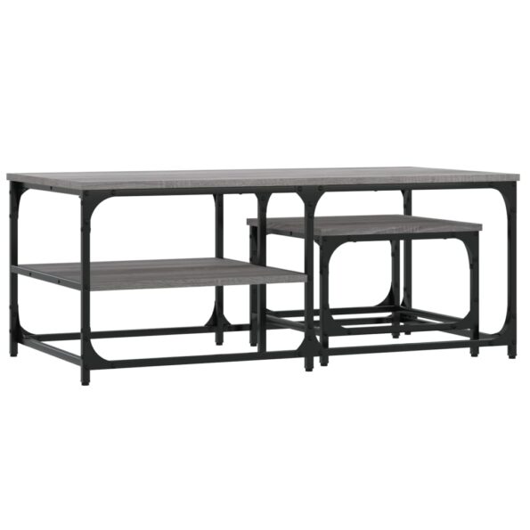 vidaXL Zasúvacie konferenčné stolíky 2 ks sivé sonoma kompozitné drevo – Obrázok 6