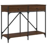 vidaXL Konzolový stolík hnedý dub 100x39x78,5 cm kompozitné drevo – Obrázok 2