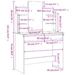 vidaXL Toaletný stolík so zrkadlom biely 96x39x142 cm – Obrázok 9