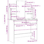 vidaXL Toaletný stolík so zrkadlom hnedý dub 96x39x142 cm – Obrázok 9