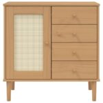 vidaXL Komoda SENJA, ratanová hnedá 80x40x80 cm, borovicový masív – Obrázok 5