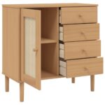 vidaXL Komoda SENJA, ratanová hnedá 80x40x80 cm, borovicový masív – Obrázok 6