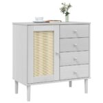 vidaXL Komoda SENJA, ratanová biela 80x40x80 cm, borovicový masív – Obrázok 3