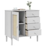 vidaXL Komoda SENJA, ratanová biela 80x40x80 cm, borovicový masív – Obrázok 4