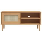 vidaXL TV skrinka SENJA ratanový vzhľad hnedá 106x40x49 cm borovica – Obrázok 5