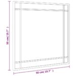 vidaXL Nástenné zrkadlo čierne 50x50 cm štvorcové železné – Obrázok 7