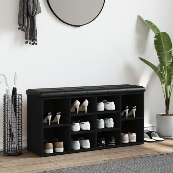 vidaXL Lavička na topánky čierna 102x32x50 cm kompozitné drevo – Obrázok 3