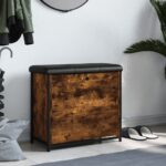vidaXL Lavička na topánky s vyklápacou zásuvkou dymový dub 62x32x56 cm – Obrázok 3