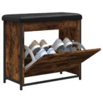 vidaXL Lavička na topánky s vyklápacou zásuvkou dymový dub 62x32x56 cm – Obrázok 4