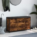 vidaXL Lavička na topánky s vyklápacou zásuvkou dymový dub 102x32x56cm – Obrázok 3