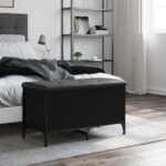 vidaXL Úložná lavička čierna 82x42x45 cm kompozitné drevo – Obrázok 3