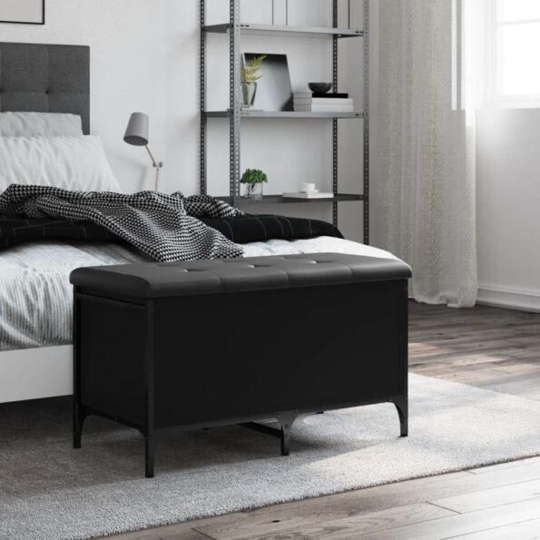 vidaXL Úložná lavička čierna 82x42x45 cm kompozitné drevo – Obrázok 3