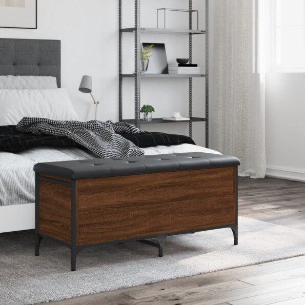 vidaXL Úložná lavička hnedý dub 102x42x45 cm kompozitné drevo – Obrázok 3