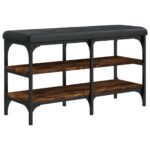 vidaXL Lavička na topánky dymový dub 82x32x47 cm kompozitné drevo – Obrázok 2