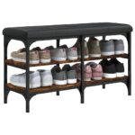 vidaXL Lavička na topánky dymový dub 82x32x47 cm kompozitné drevo – Obrázok 4